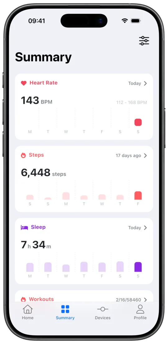 Aidlab app summary screen
