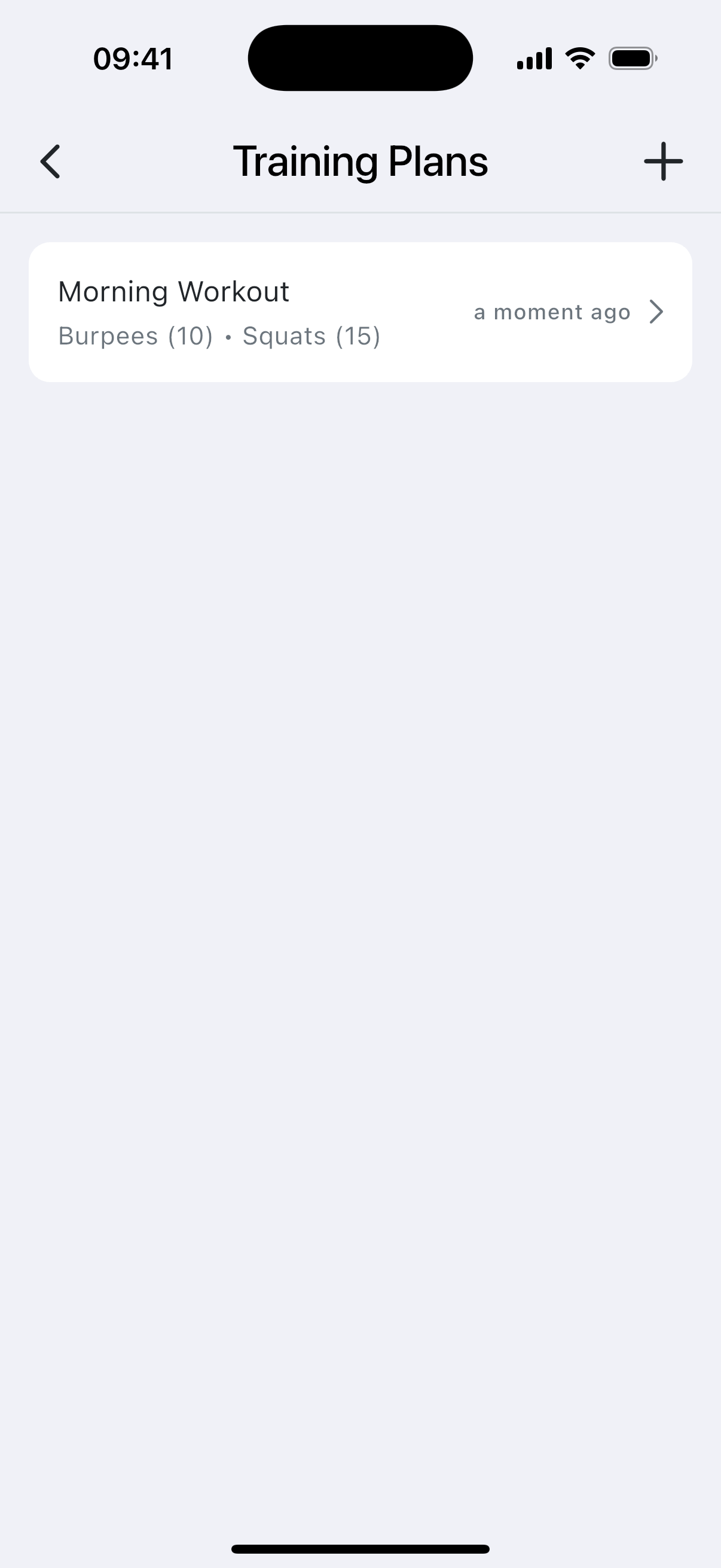 Bodyweight workout detail screen