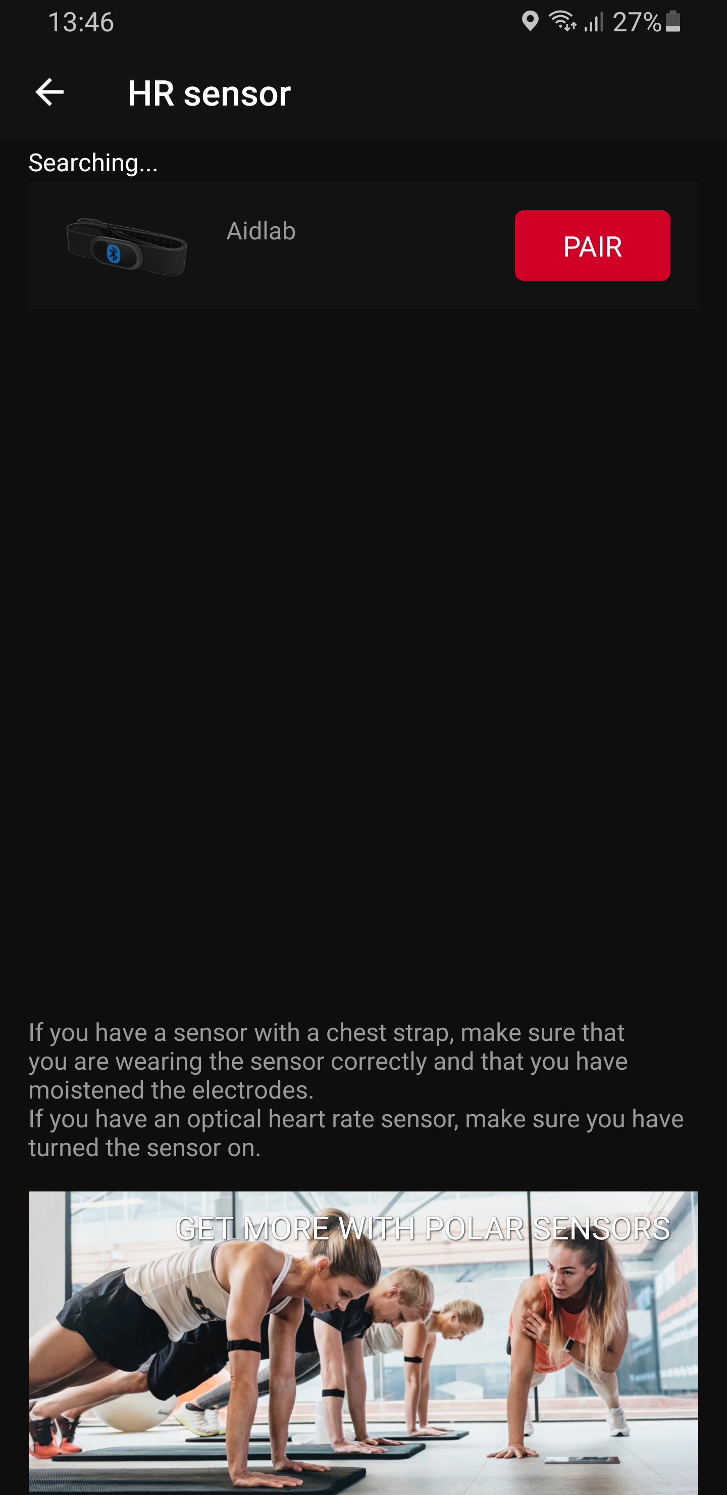 Pairing Aidlab in the Polar Beat app